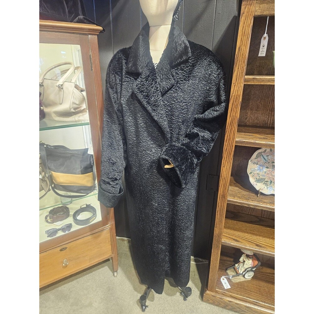 Vintage Full Length Velvet Coat Size L Black